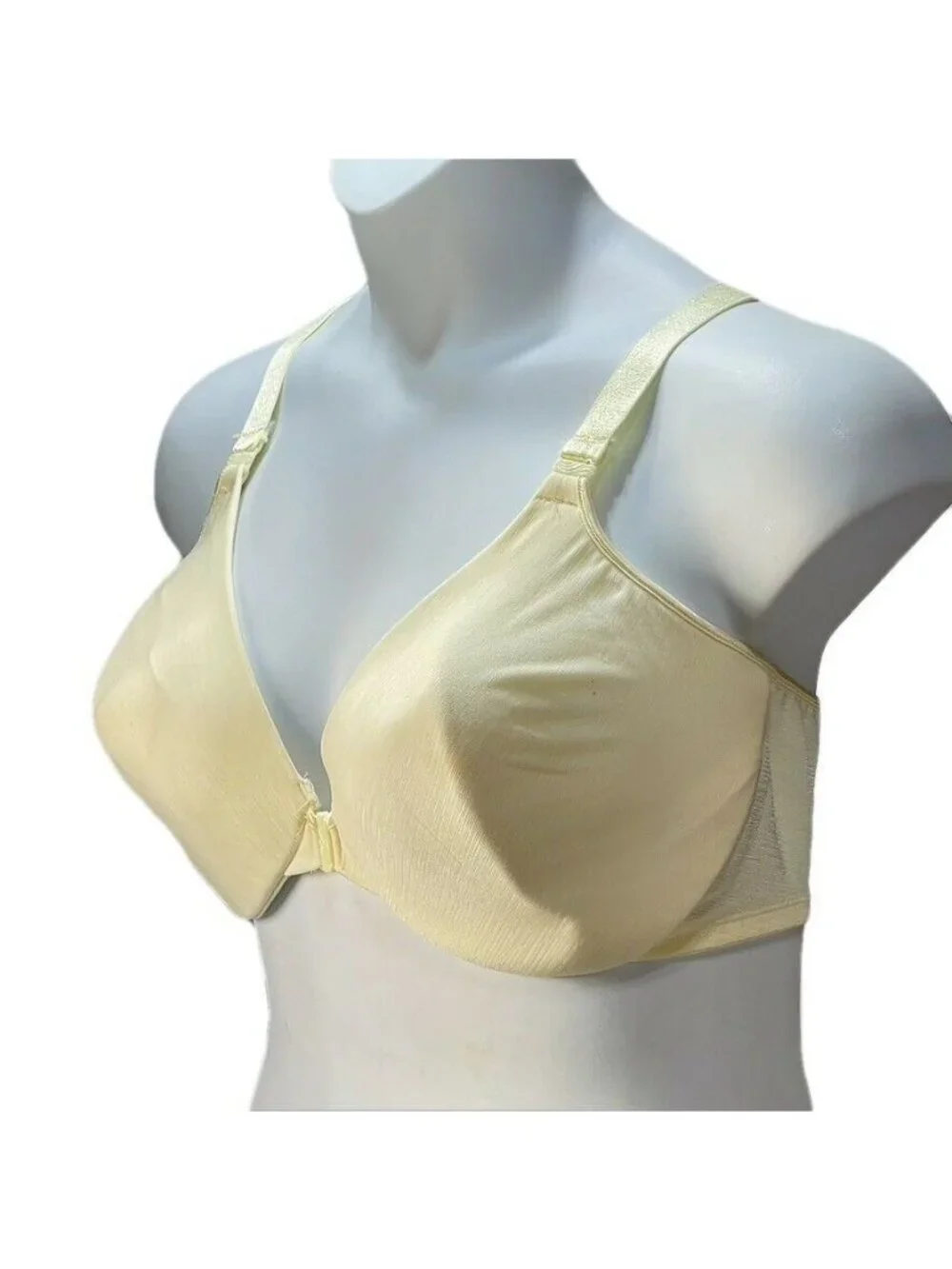Bali Womens Wire-Free Bra Size 40D Lightly Lined Front Close Beige Nylon & Spand